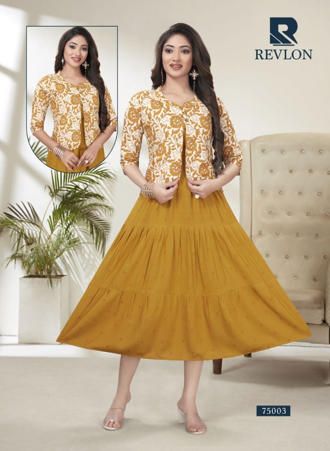 Raashi Revlon Rayon Designer Ethnic Wear Anarkali Kurti Collection